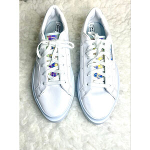 Adidas Sleek Super W Leather Sneakers Wifh Iridescent Tongue Women Size 11
